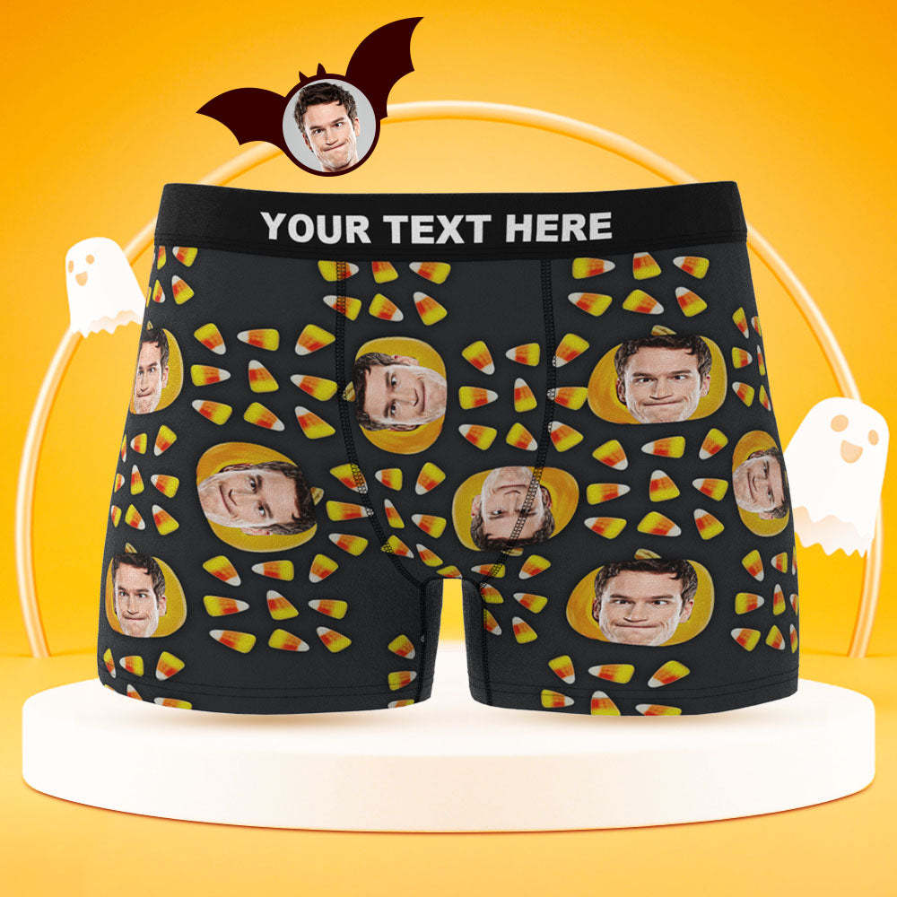 Custom Face Boxer Briefs Personalised Pumpkin Men's Boxer Shorts Halloween Corn Gift For Men - MyFaceSocksAu
