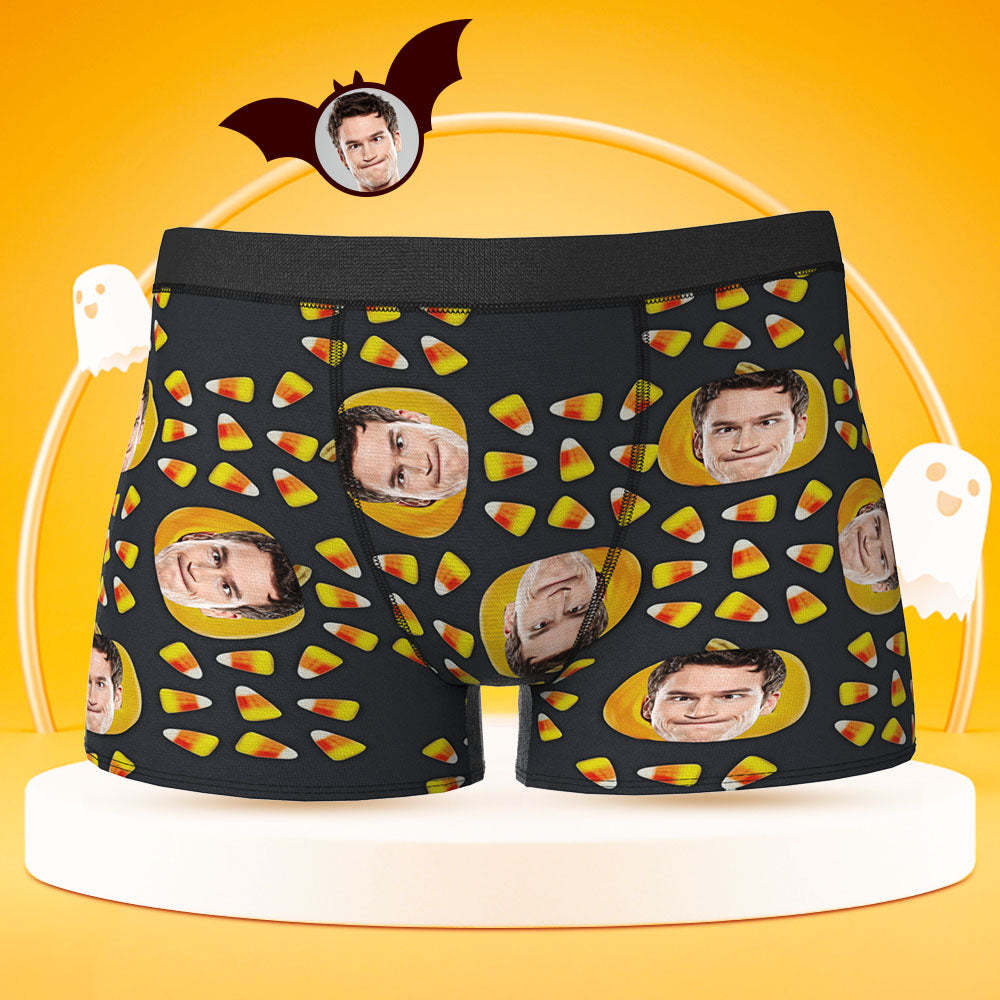 Custom Face Boxer Briefs Personalised Pumpkin Men's Boxer Shorts Halloween Corn Gift For Men - MyFaceSocksAu