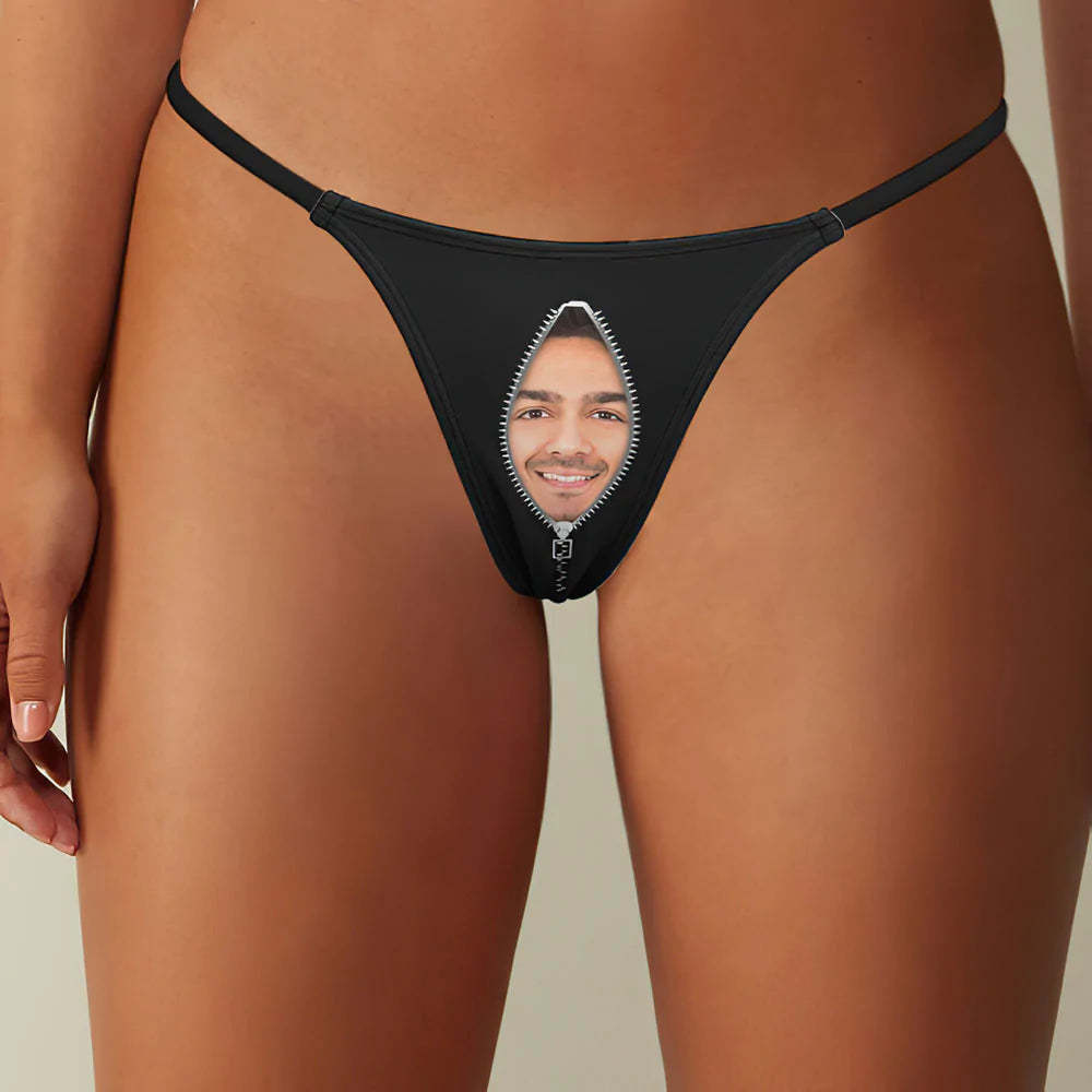 Custom Face Zipper Sexy Women's Tanga Thong - MyFaceSocksAu