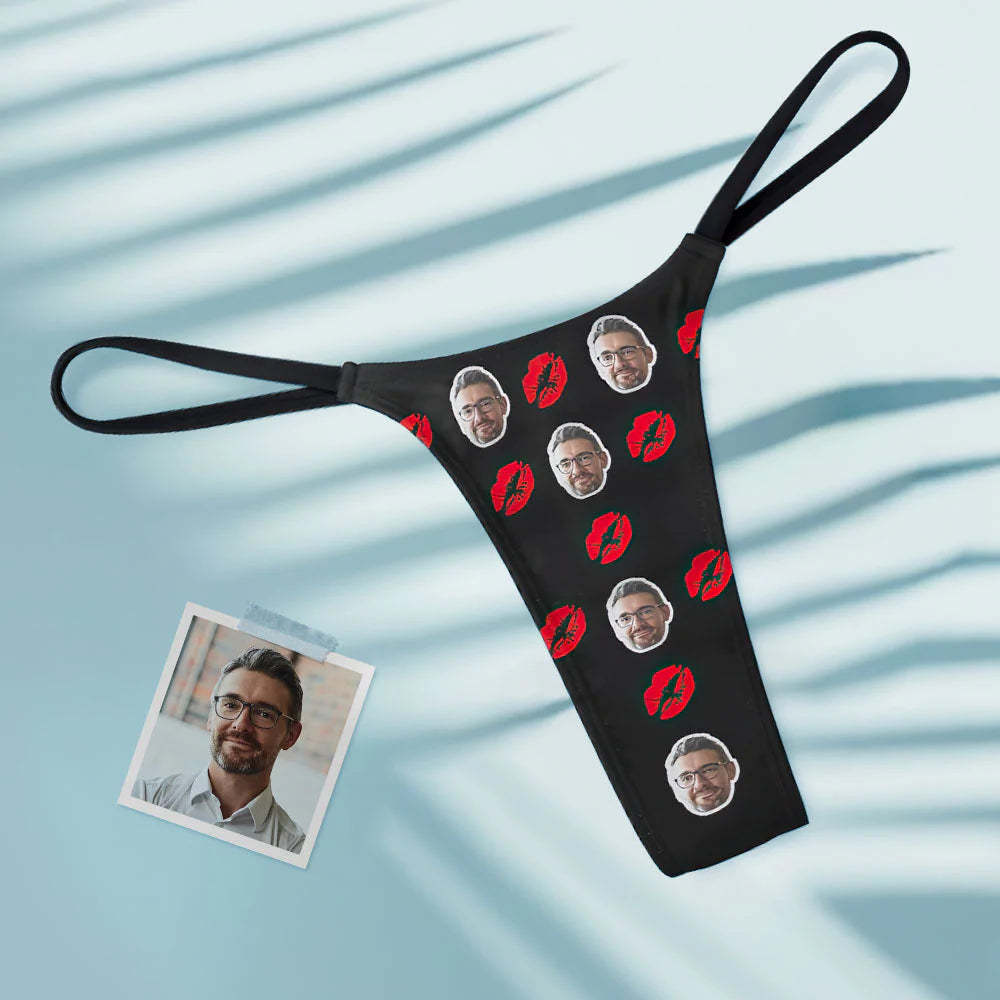 Custom Face Red Lips Women's Tanga Thong Kiss - MyFaceSocksAu