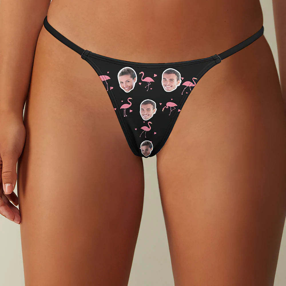 Custom Flamingo And Face On Women's Tanga Thong - MyFaceSocksAu