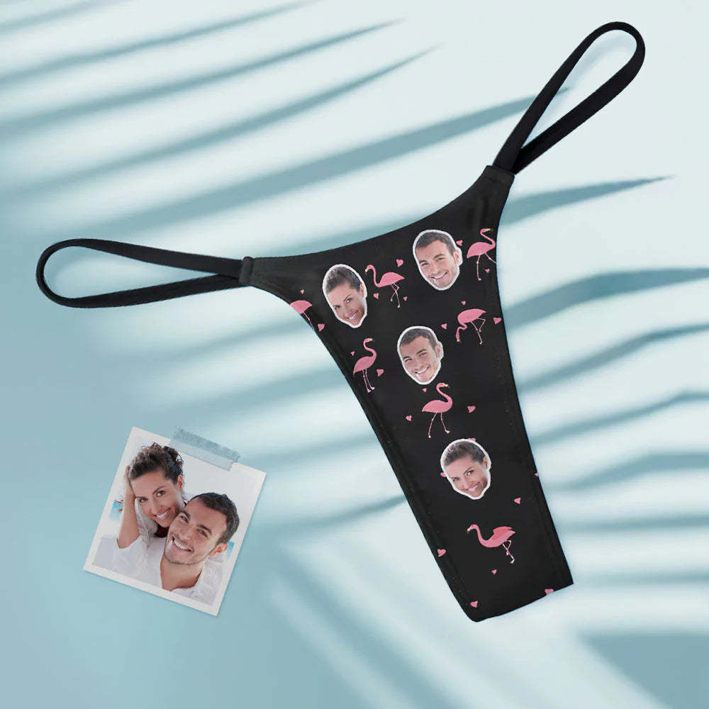 Custom Flamingo And Face On Women's Tanga Thong - MyFaceSocksAu