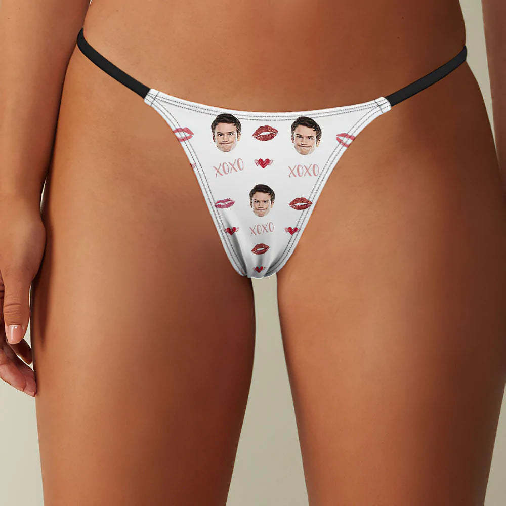 Custom Face Sexy Kiss And Love Women's Tanga Thong XOXO - MyFaceSocksAu