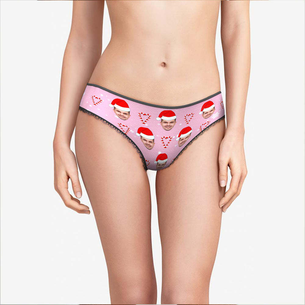 Custom Face Pink Christmas Candy Women's Panties Personalised Pink Christmas Gift - MyFaceSocksAu