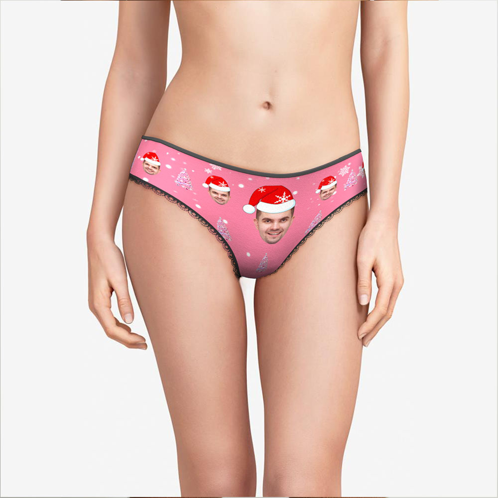 Custom Face Pink Christmas Tree Women's Panties Personalised Pink Christmas Gift - MyFaceSocksAu