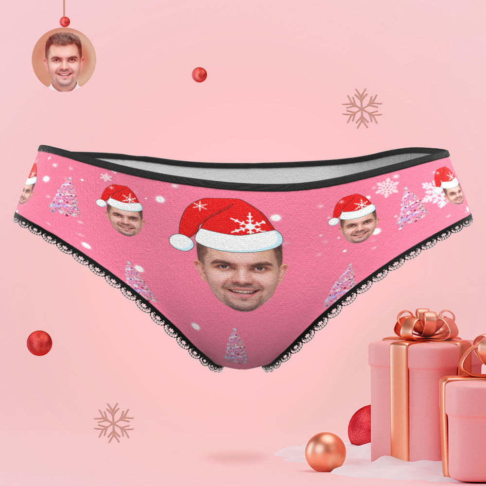 Custom Face Pink Christmas Tree Women's Panties Personalised Pink Christmas Gift - MyFaceSocksAu