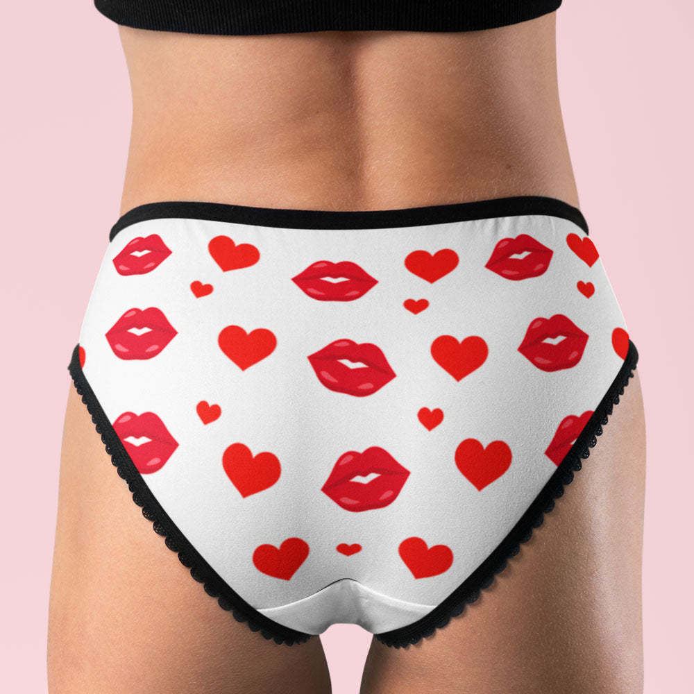 Custom Face Lips and Heart Underwear for Her AR View Personalized Thongs Valentine Gift - MyFaceSocksAu