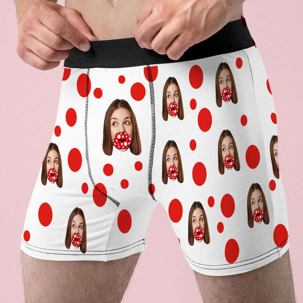 Custom Face Lips Boxers AR View Personalized Boxer Shorts Valentine's Day Gift For Lover - MyFaceSocksAu