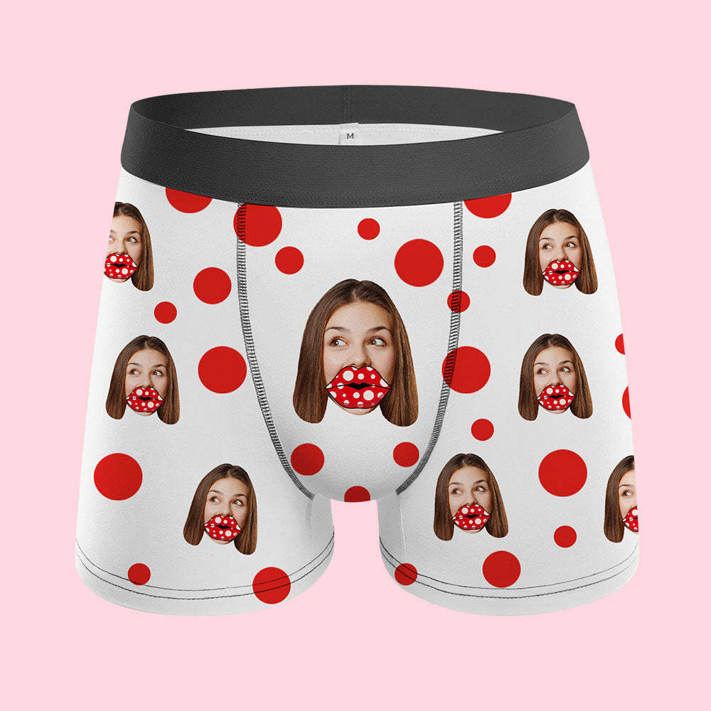 Custom Face Lips Boxers AR View Personalized Boxer Shorts Valentine's Day Gift For Lover - MyFaceSocksAu