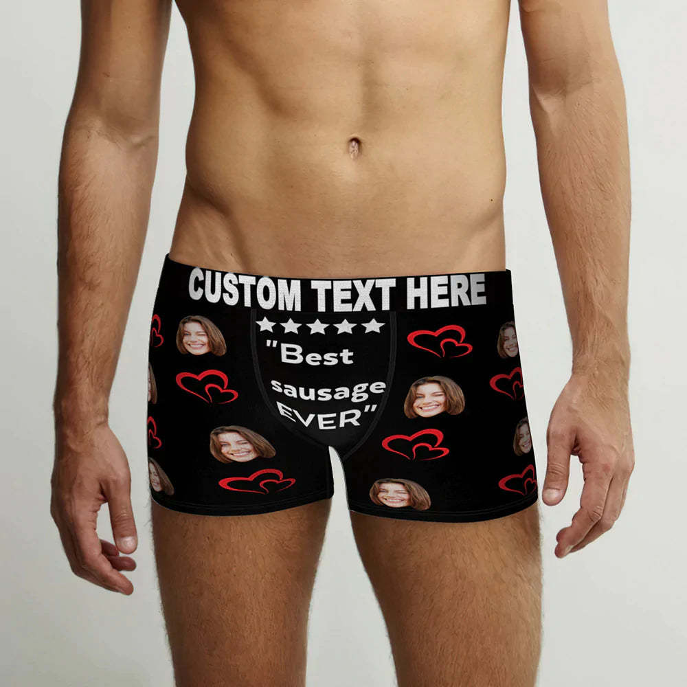 Custom Men's Face Boxer Briefs Best Sausage Ever Personalized Funny Valentine's Day Gift for Him - MyFaceSocksAu