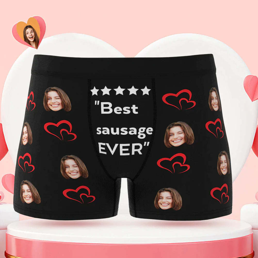 Custom Men's Face Boxer Briefs Best Sausage Ever Personalized Funny Valentine's Day Gift for Him - MyFaceSocksAu