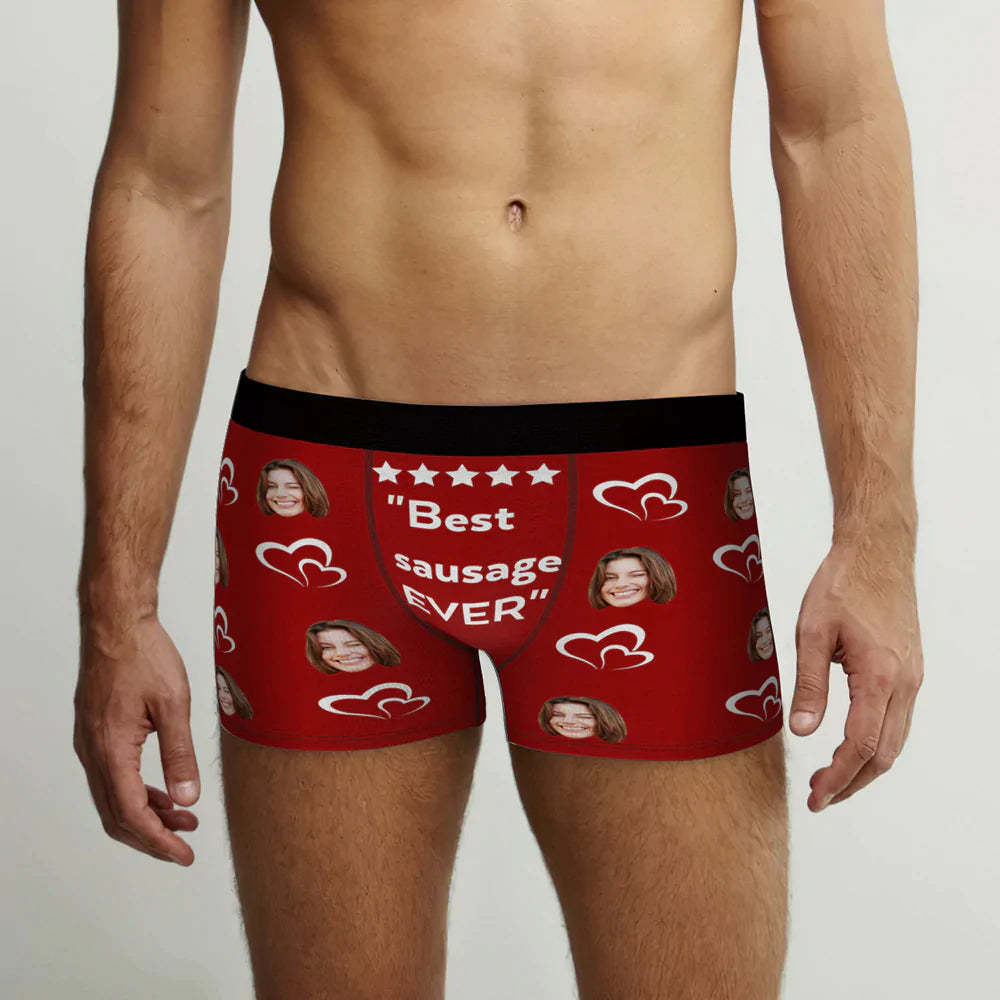 Custom Men's Face Boxer Briefs Best Sausage Ever Personalized Funny Valentine's Day Gift for Him - MyFaceSocksAu