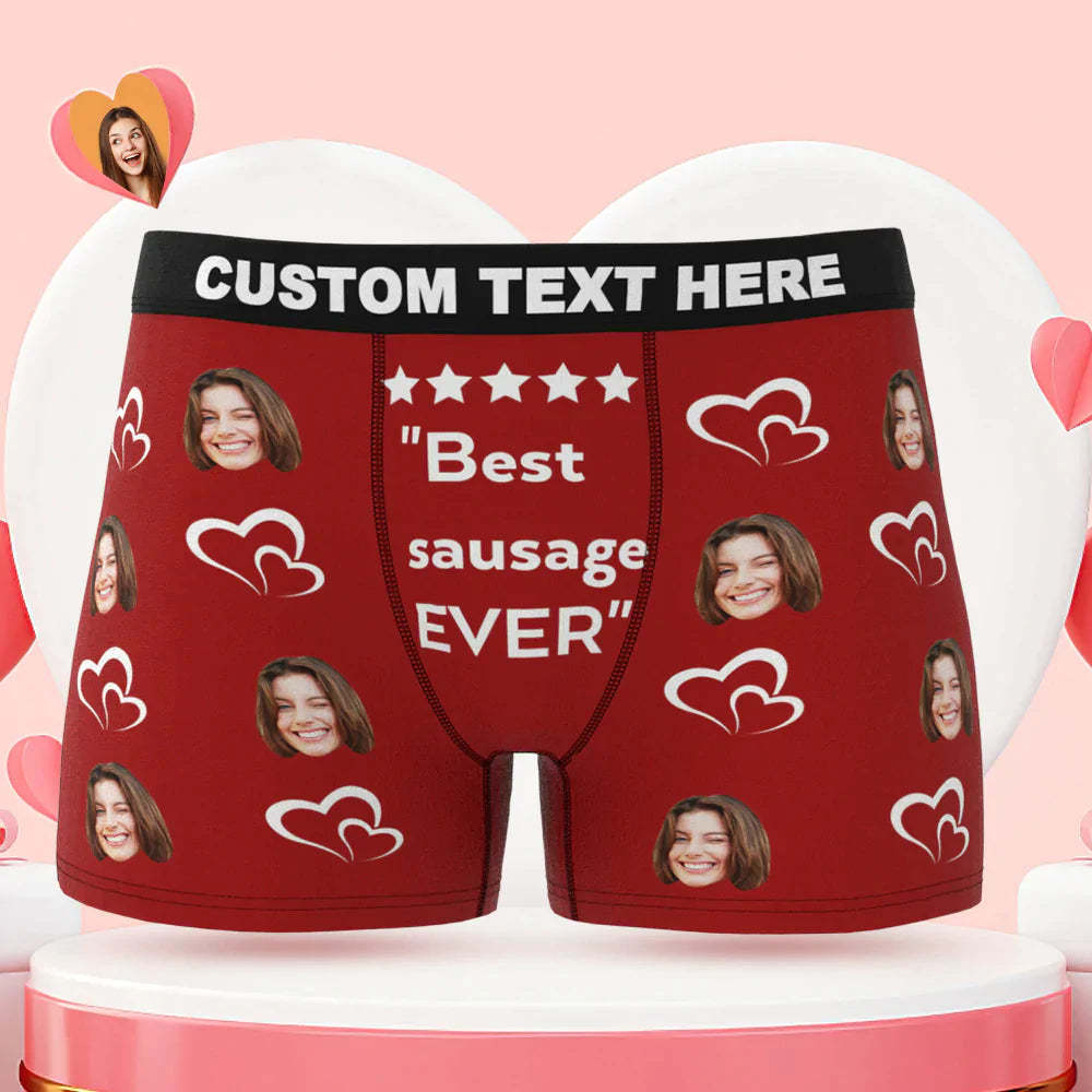 Custom Men's Face Boxer Briefs Best Sausage Ever Personalized Funny Valentine's Day Gift for Him - MyFaceSocksAu