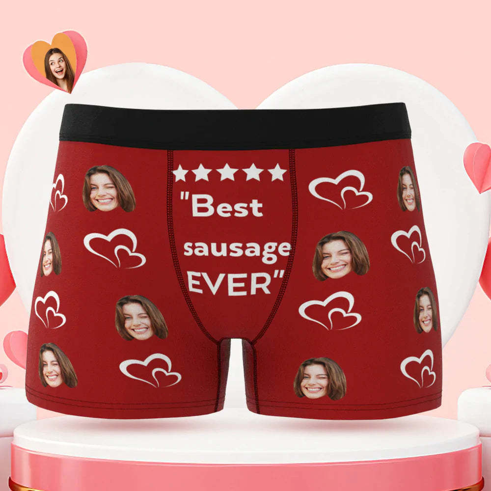 Custom Men's Face Boxer Briefs Best Sausage Ever Personalized Funny Valentine's Day Gift for Him - MyFaceSocksAu
