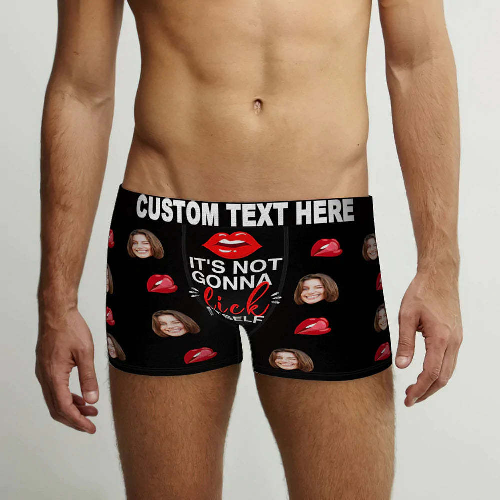 Custom Face Boxer Briefs It's Not Gonna Lick Itself Personalized Naughty Valentine's Day Gift for Him - MyFaceSocksAu