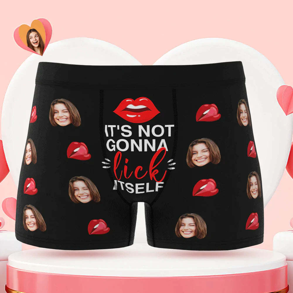 Custom Face Boxer Briefs It's Not Gonna Lick Itself Personalized Naughty Valentine's Day Gift for Him - MyFaceSocksAu