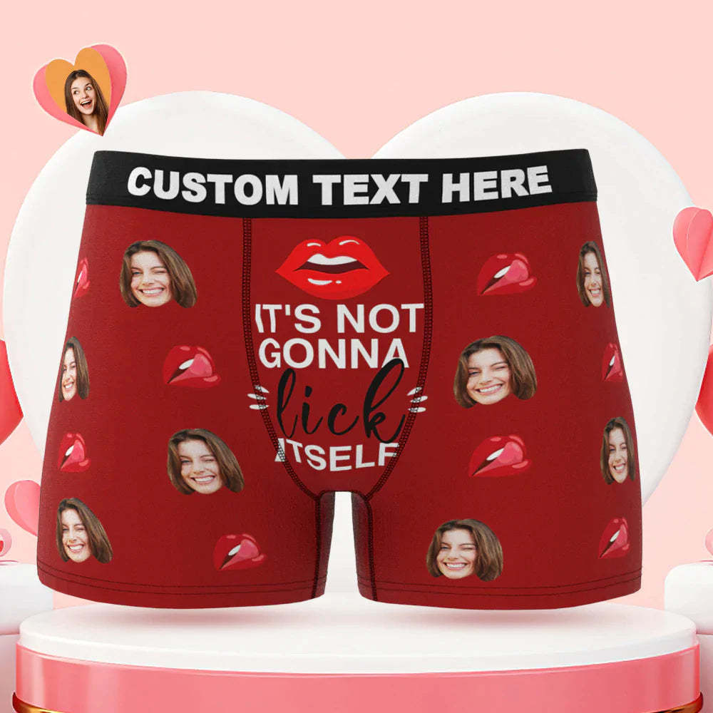 Custom Face Boxer Briefs It's Not Gonna Lick Itself Personalized Naughty Valentine's Day Gift for Him - MyFaceSocksAu