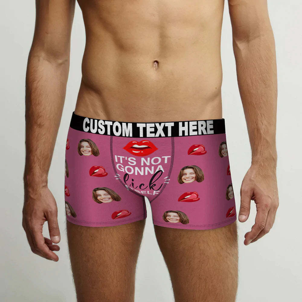 Custom Face Boxer Briefs It's Not Gonna Lick Itself Personalized Naughty Valentine's Day Gift for Him - MyFaceSocksAu