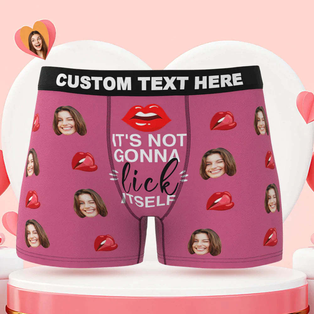 Custom Face Boxer Briefs It's Not Gonna Lick Itself Personalized Naughty Valentine's Day Gift for Him - MyFaceSocksAu