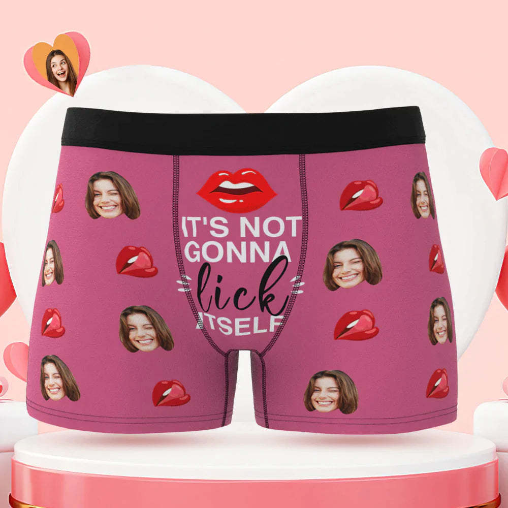 Custom Face Boxer Briefs It's Not Gonna Lick Itself Personalized Naughty Valentine's Day Gift for Him - MyFaceSocksAu