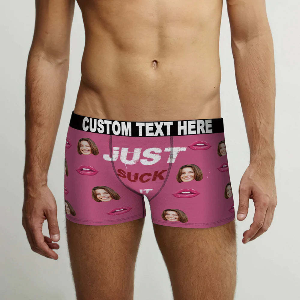 Custom Face Boxer Briefs Just Suck It Personalized Naughty Valentine's Day Gift for Him - MyFaceSocksAu