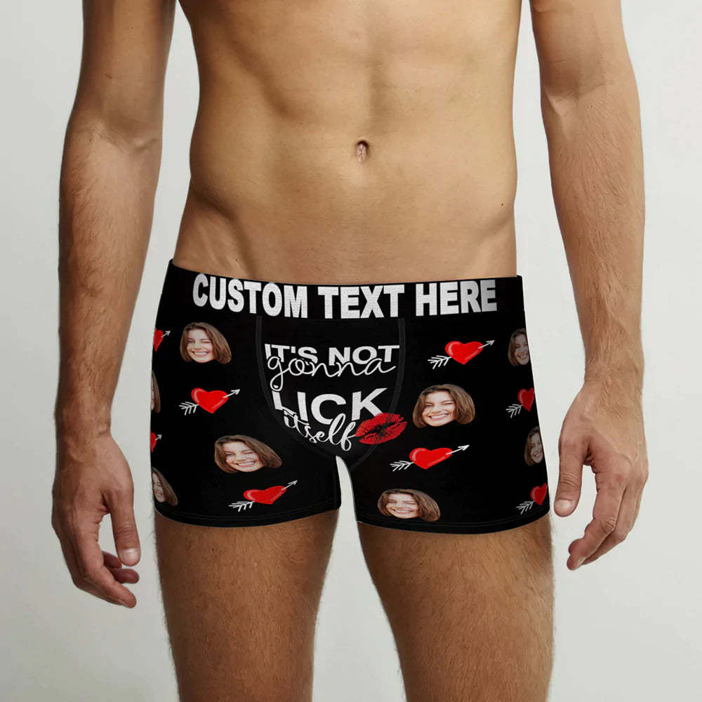 Custom Face Lick Itself Boxer Briefs Personalized Naughty Valentine's Day Gift for Him - MyFaceSocksAu