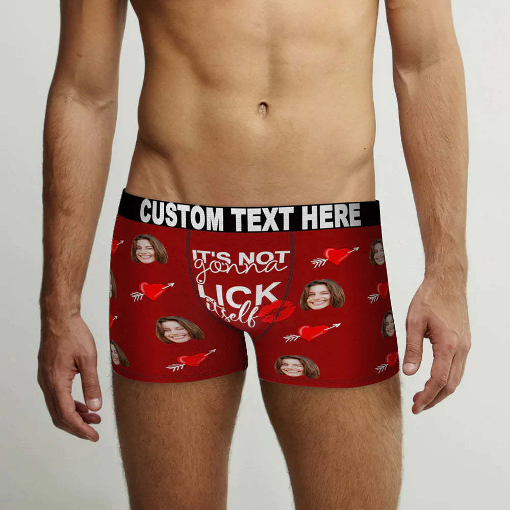 Custom Face Lick Itself Boxer Briefs Personalized Naughty Valentine's Day Gift for Him - MyFaceSocksAu