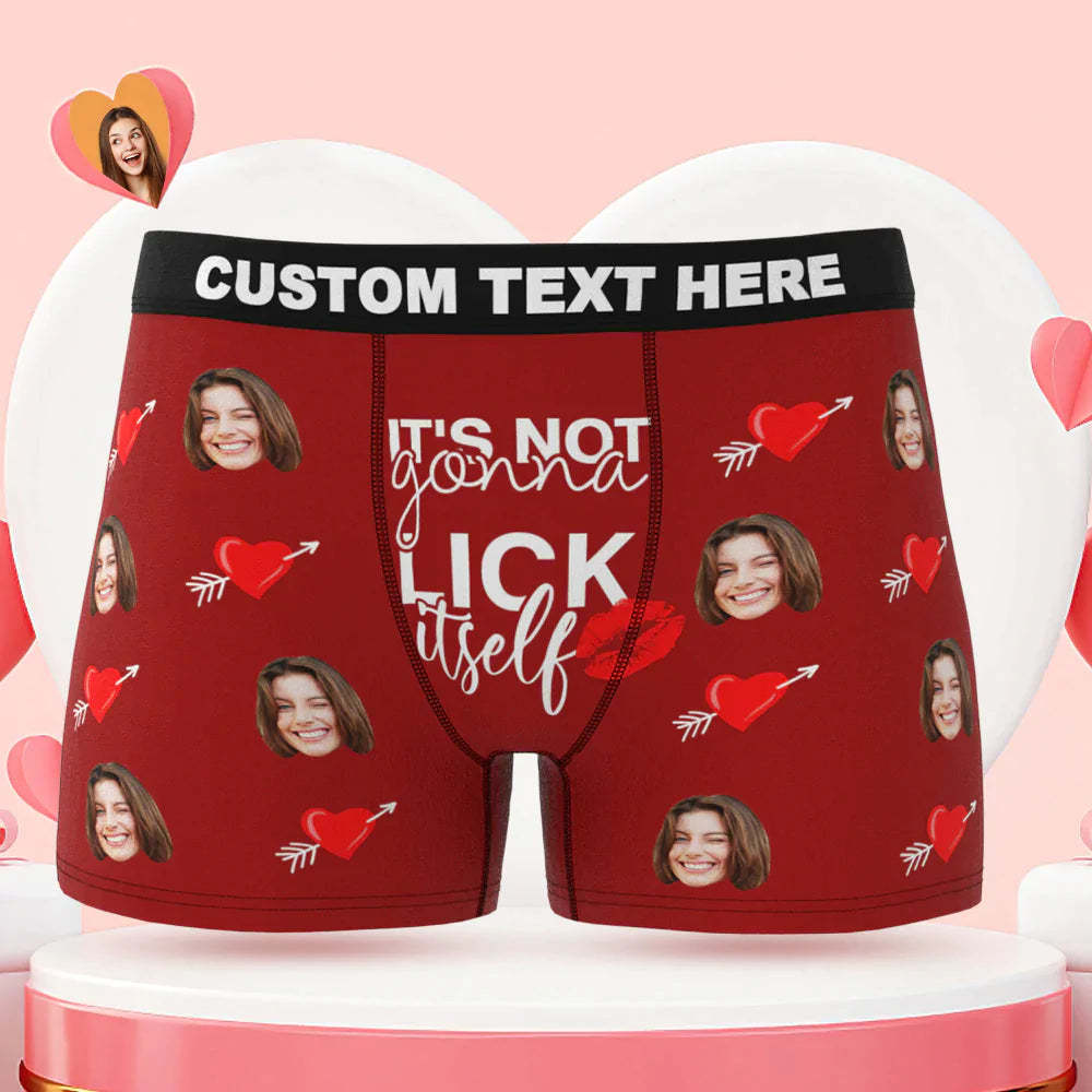 Custom Face Lick Itself Boxer Briefs Personalized Naughty Valentine's Day Gift for Him - MyFaceSocksAu