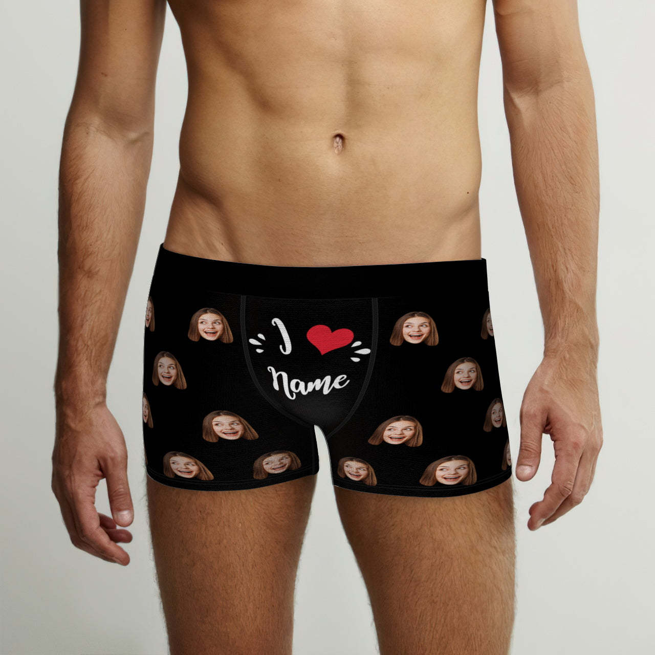 Custom Face Boxer Briefs I Love Name Personalized Naughty Valentine's Day Gift for Him - MyFaceSocksAu