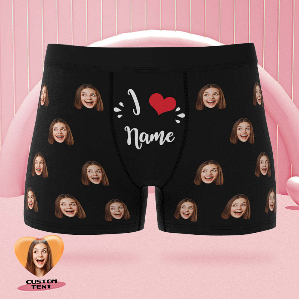 Custom Face Boxer Briefs I Love Name Personalized Naughty Valentine's Day Gift for Him - MyFaceSocksAu