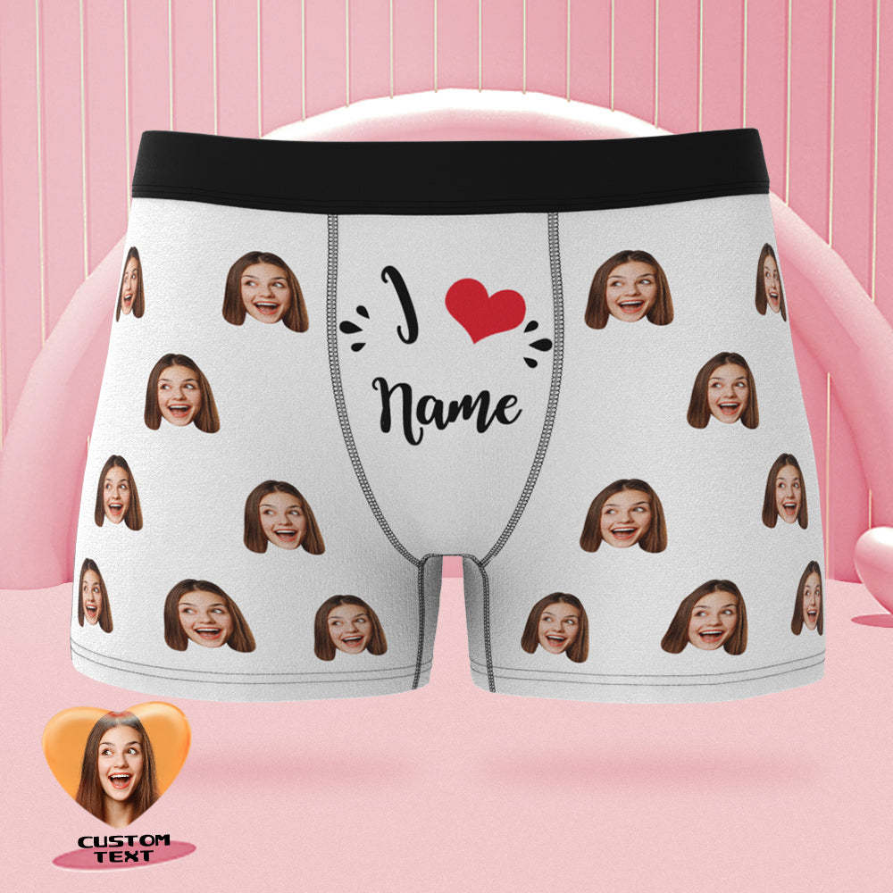 Custom Face Boxer Briefs I Love Name Personalized Naughty Valentine's Day Gift for Him - MyFaceSocksAu