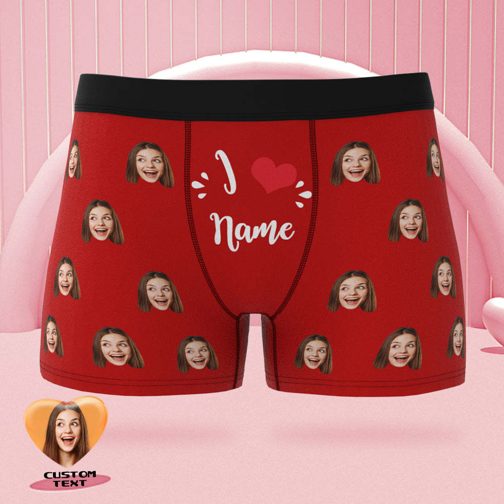 Custom Face Boxer Briefs I Love Name Personalized Naughty Valentine's Day Gift for Him - MyFaceSocksAu