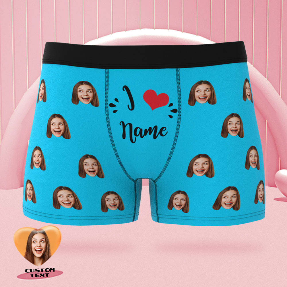 Custom Face Boxer Briefs I Love Name Personalized Naughty Valentine's Day Gift for Him - MyFaceSocksAu