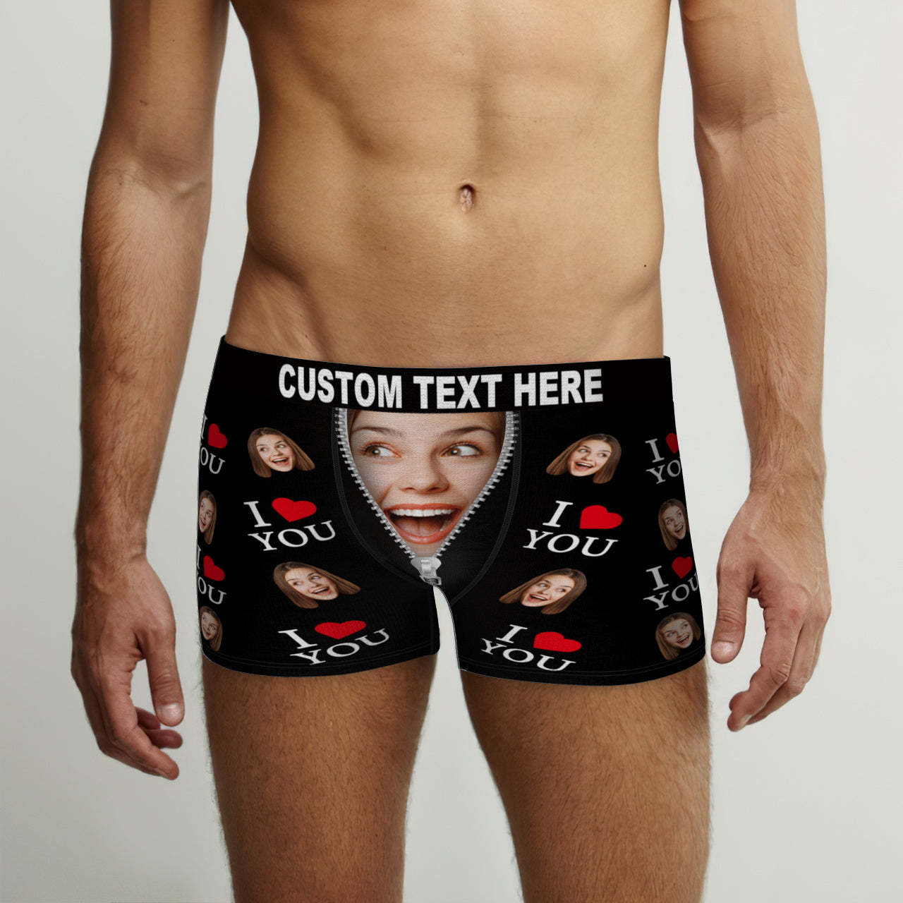 Custom Face Boxer Briefs I Love You Personalized Naughty Valentine's Day Gift for Him - MyFaceSocksAu