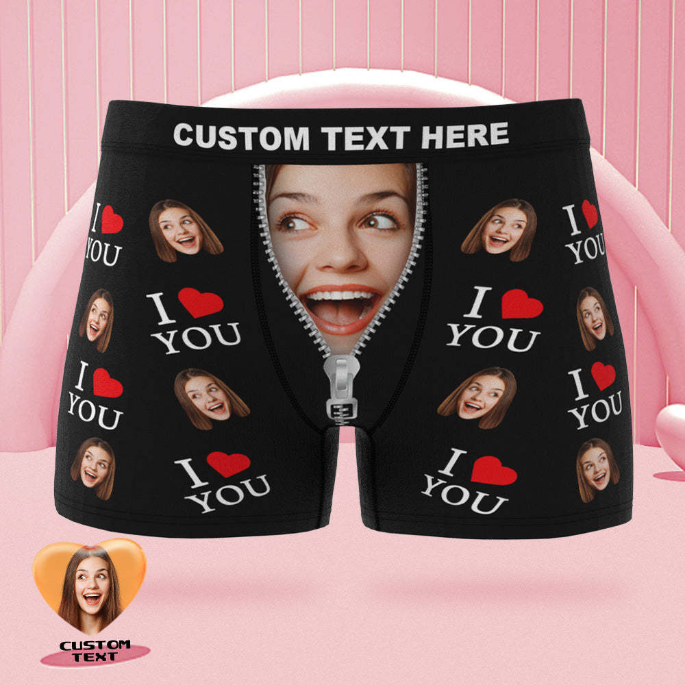 Custom Face Boxer Briefs I Love You Personalized Naughty Valentine's Day Gift for Him - MyFaceSocksAu