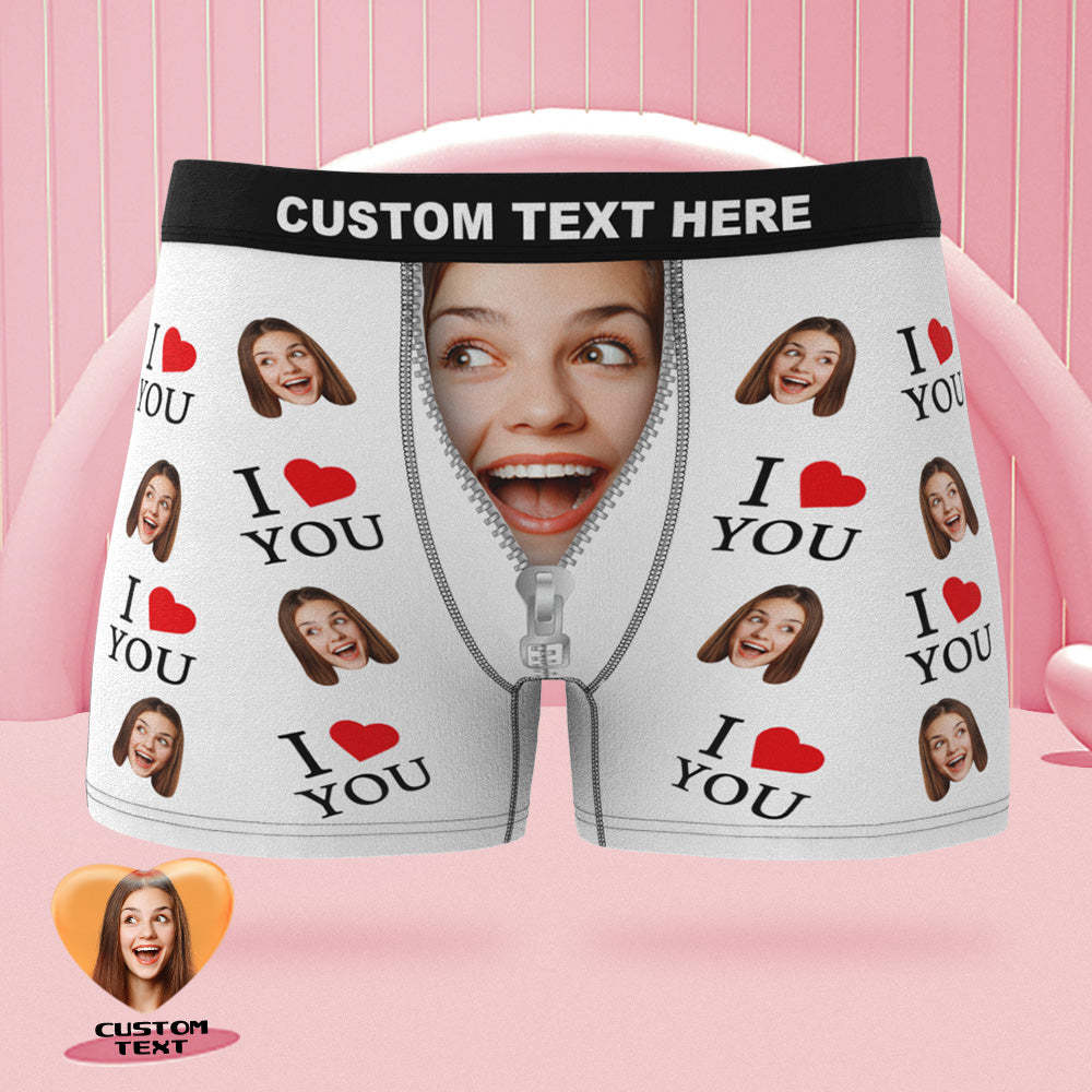 Custom Face Boxer Briefs I Love You Personalized Naughty Valentine's Day Gift for Him - MyFaceSocksAu