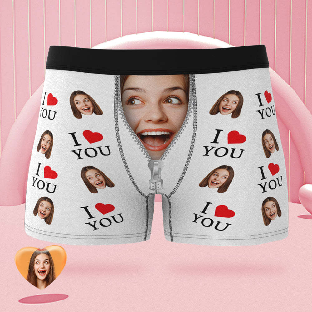 Custom Face Boxer Briefs I Love You Personalized Naughty Valentine's Day Gift for Him - MyFaceSocksAu