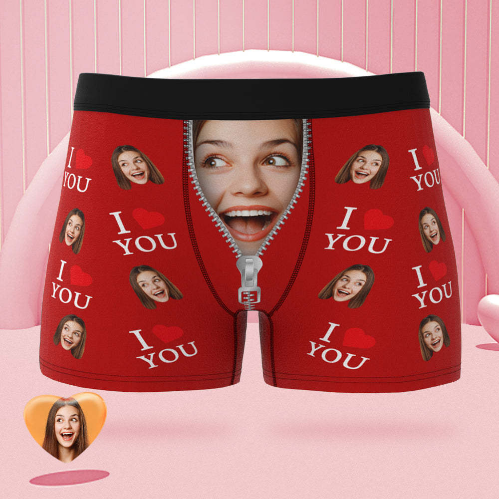 Custom Face Boxer Briefs I Love You Personalized Naughty Valentine's Day Gift for Him - MyFaceSocksAu