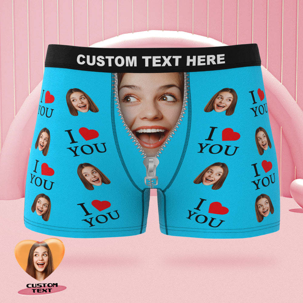 Custom Face Boxer Briefs I Love You Personalized Naughty Valentine's Day Gift for Him - MyFaceSocksAu