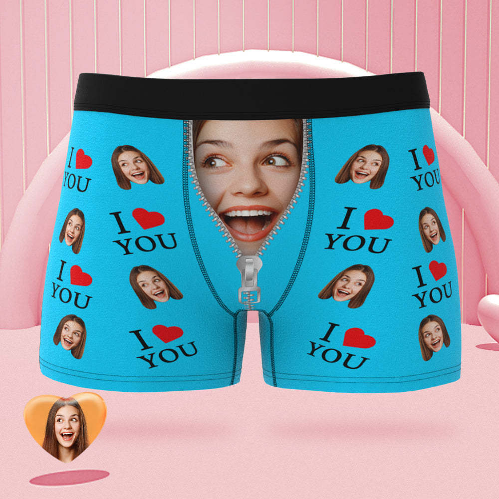 Custom Face Boxer Briefs I Love You Personalized Naughty Valentine's Day Gift for Him - MyFaceSocksAu