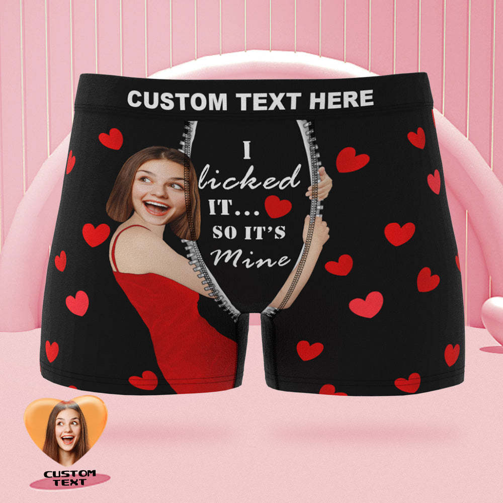 Custom Girlfriend Face Boxer Briefs I Licked It Personalised Naughty Valentine's Day Gift for Him-MyFaceSocksAu
