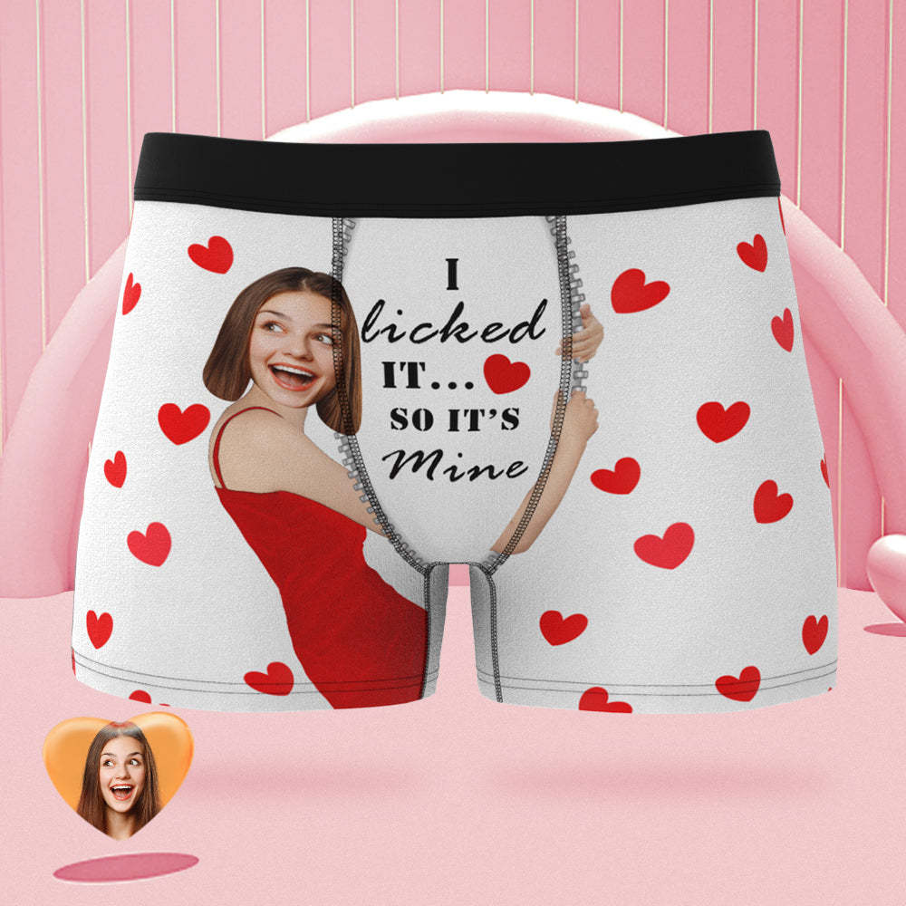 Custom Girlfriend Face Boxer Briefs I Licked It Personalised Naughty Valentine's Day Gift for Him-MyFaceSocksAu