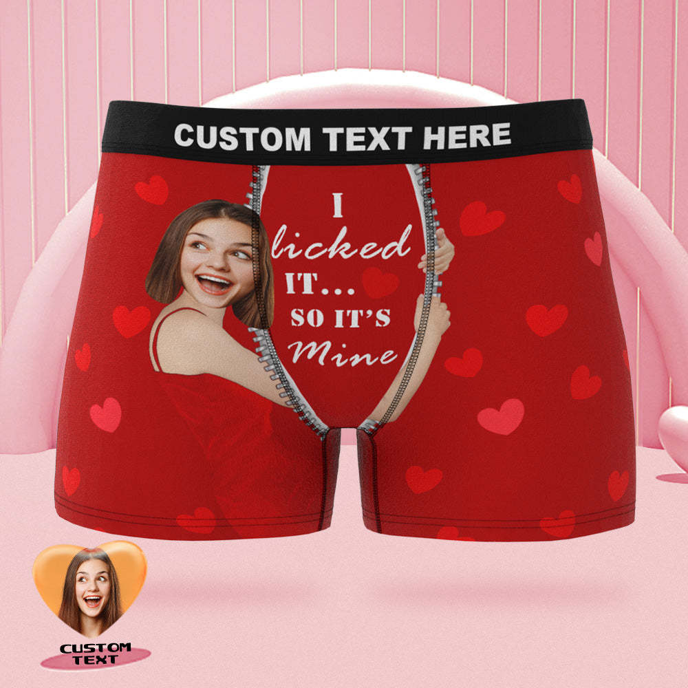 Custom Girlfriend Face Boxer Briefs I Licked It Personalized Naughty Valentine's Day Gift for Him - MyFaceSocksAu