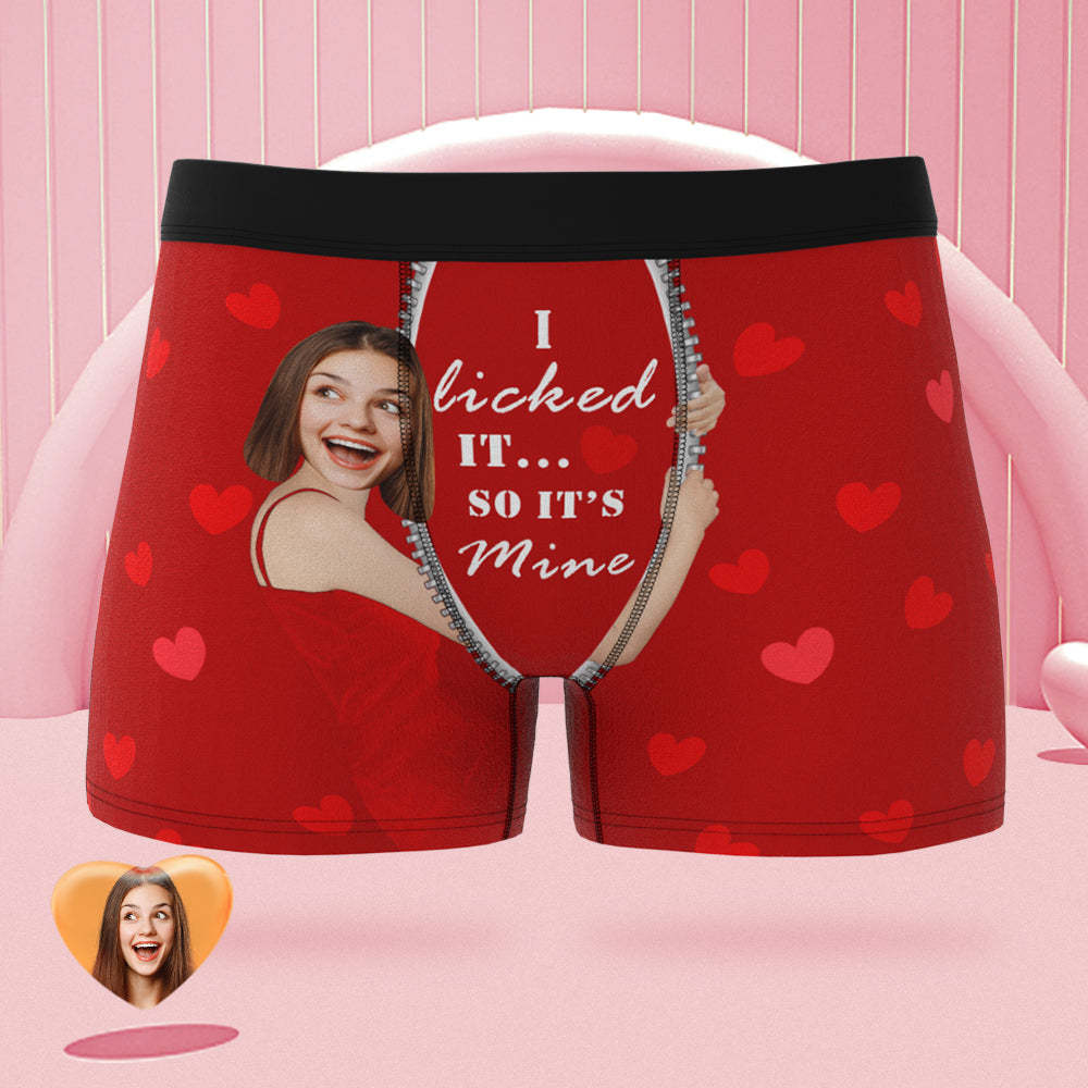 Custom Girlfriend Face Boxer Briefs I Licked It Personalised Naughty Valentine's Day Gift for Him-MyFaceSocksAu
