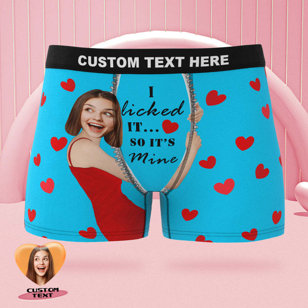 Custom Girlfriend Face Boxer Briefs I Licked It Personalised Naughty Valentine's Day Gift for Him-MyFaceSocksAu