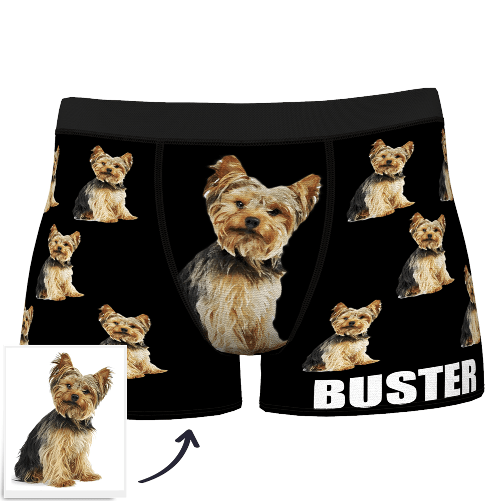 Custom Dog Boxer Shorts Painted Art Portrait - MyFaceSocksAU