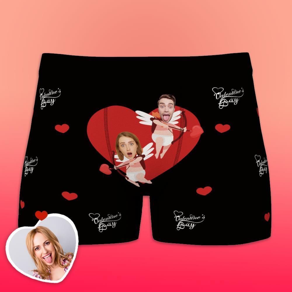 Custom Funny Face Cupid Love Heart Men's Boxer