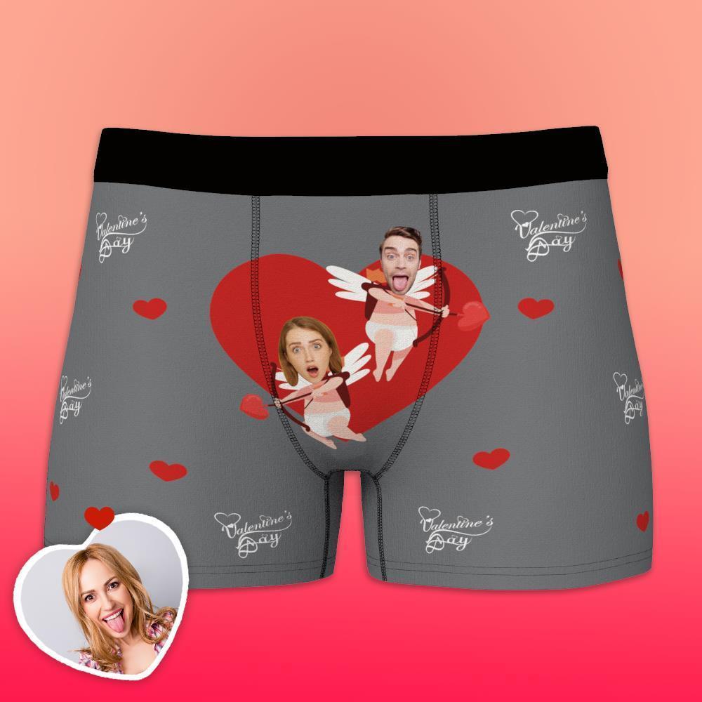 Custom Funny Face Cupid Love Heart Men's Boxer