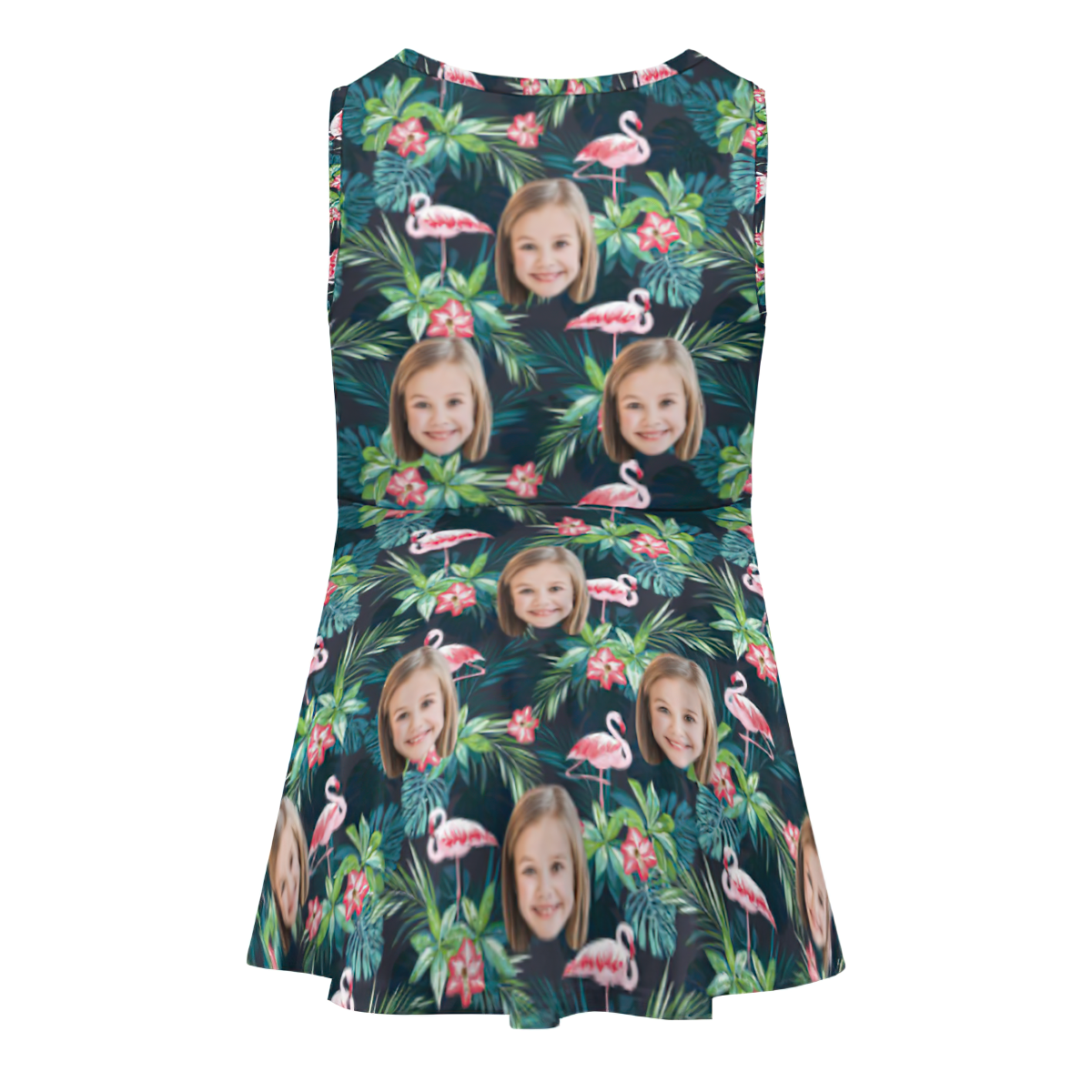 Custom Face Dress Personalised Summer Hawaiian Girls'Dresses Flamingo Flower - MyFaceSocksAu