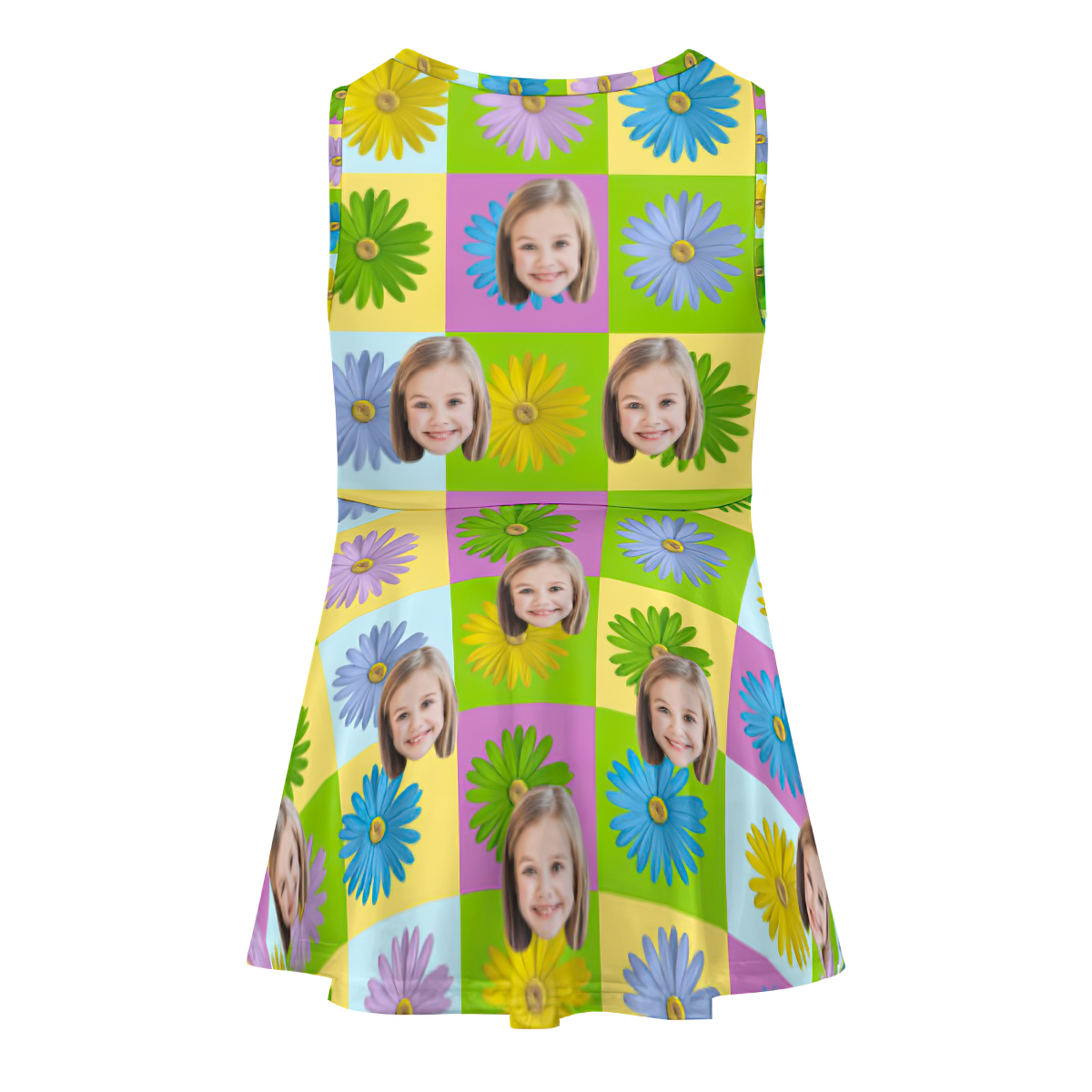 Custom Face Dress Personalised Summer Hawaiian Girls'Dresses Colored Daisies - MyFaceSocksAu